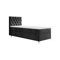 BOXBETT CHESTER P mit Matratze H3, Bonell und Topper 100x200 Monolith 97 - Dunkelgrau, Textil (100/200cm) - Bedante