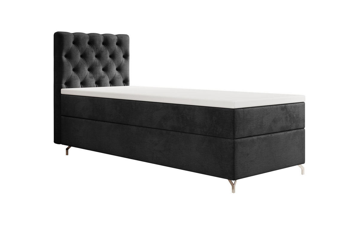 BOXBETT CHESTER P mit Matratze H3, Bonell und Topper 100x200 Monolith 97 - Dunkelgrau, Textil (100/200cm) - Bedante