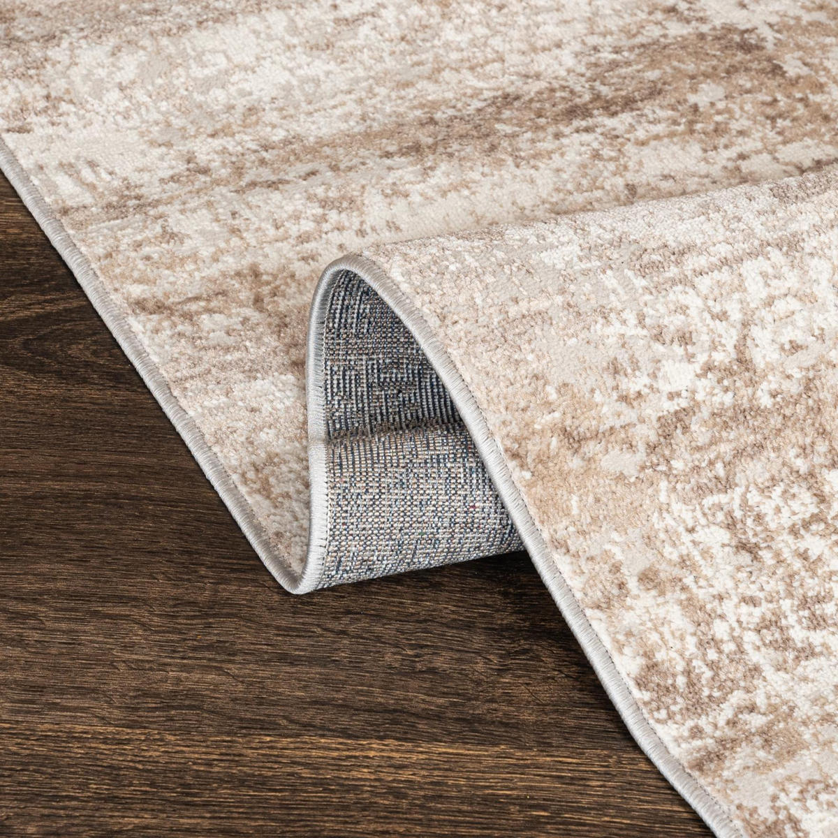 TEPPICH Beige Modern Abstrakt - Kurzflor Rechteckig Stilvoller - Creme - 80 x 150 cm - Hellbraun, Textil (80/150cm) - Mazovia