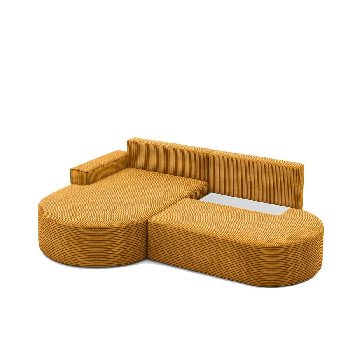 ECKSOFA Modena Pro - Komfort Und Stil Stoff Poso Senffarbe Links - Currygelb, Holz (179/278cm) - Kaiser Möbel