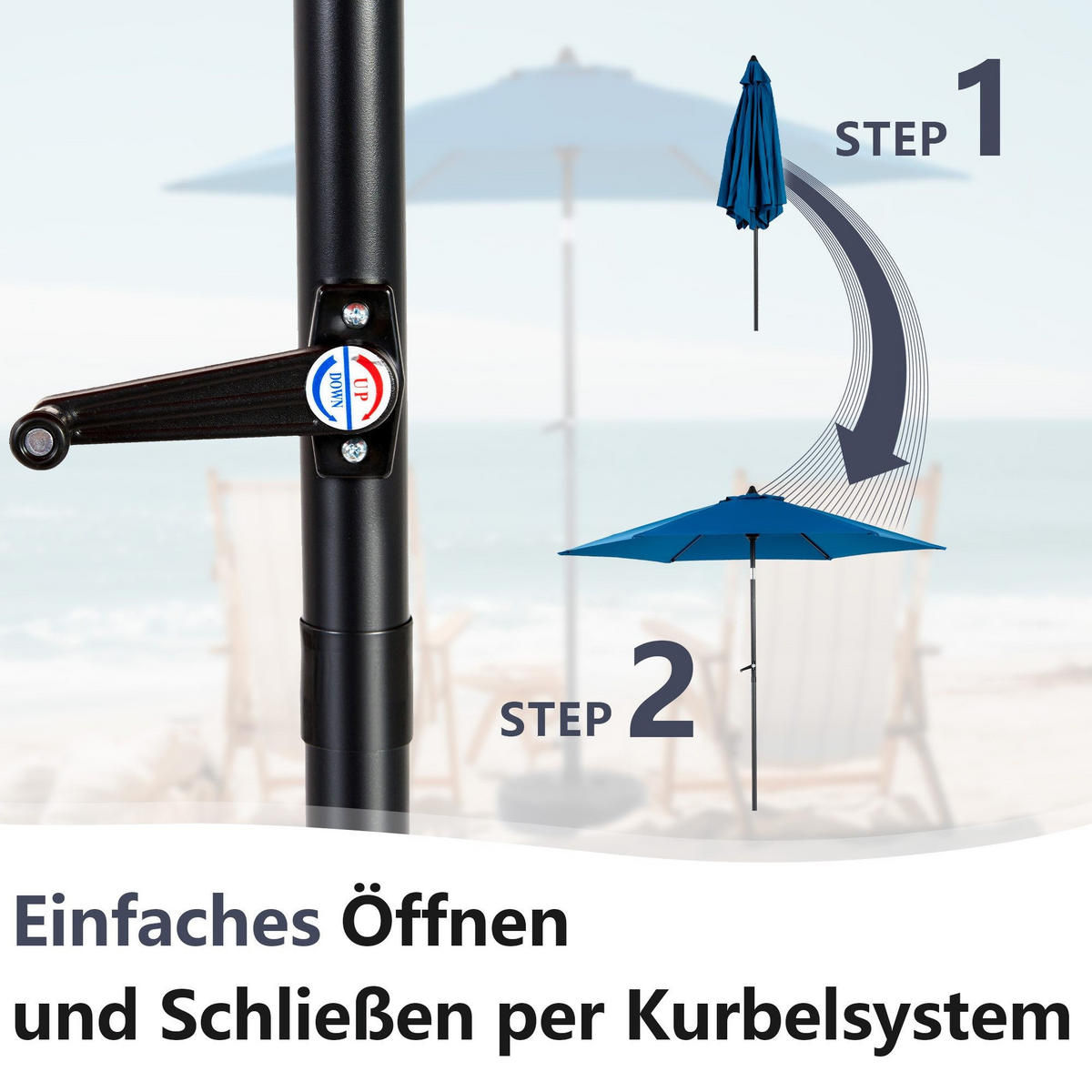SONNENSCHIRM 264x264cm,Aluminium,Sonnenschutz,Dunkelblau - Dunkelblau, Metall (264/264cm) - LVHOM