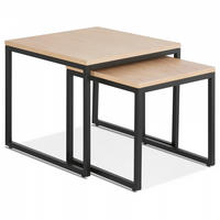 LOUNGETISCH Beige 50x50x45 cm - Beige/Schwarz, Holz/Metall (50/50/45cm) - AlterEgo