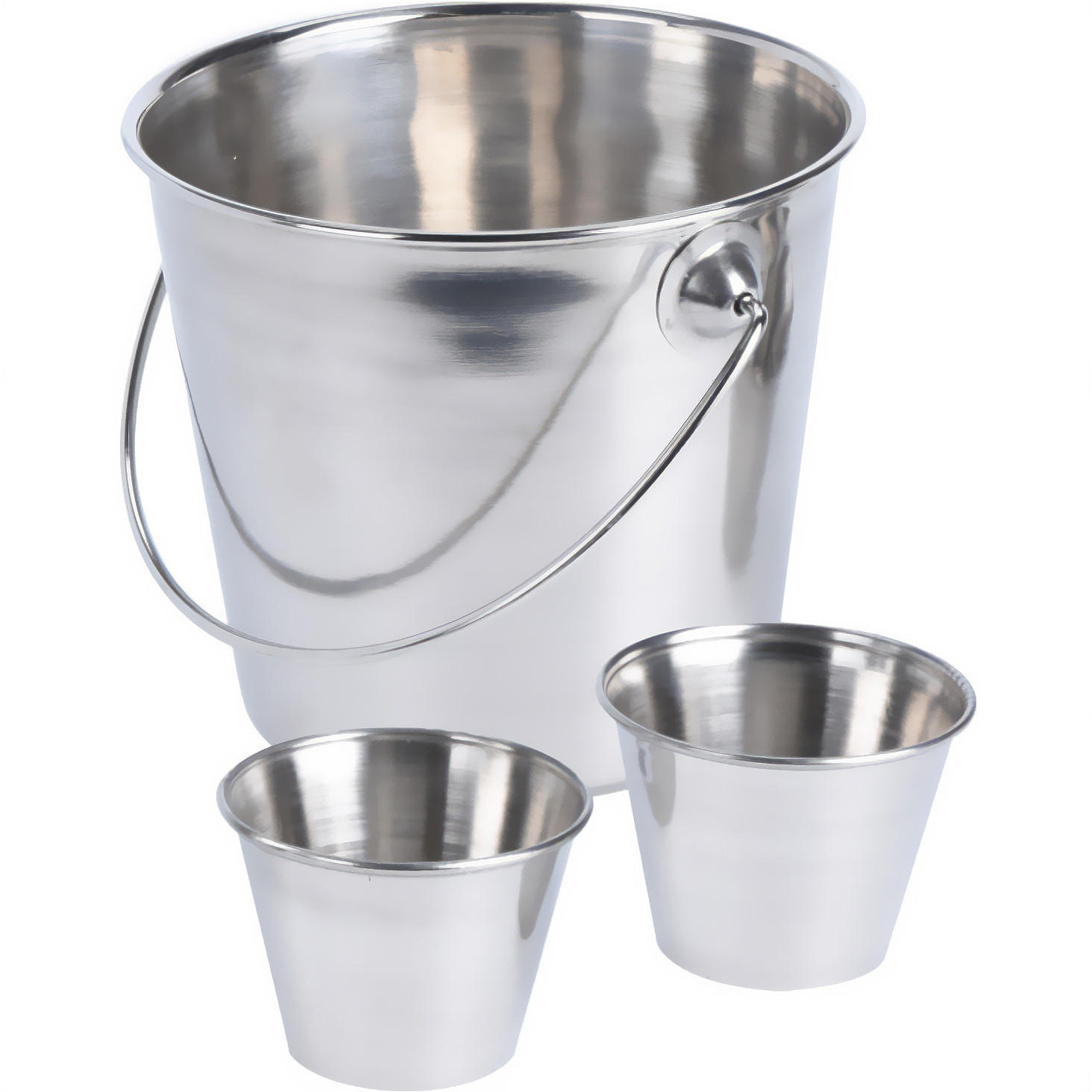 POMMES-SERVIERSET Eimer für Pommes und Soßen Silbern 11,9/11,7/11,6 cm - Silberfarben, Metall (11.7/11.6/11.9cm) - Excellent Houseware