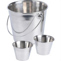 POMMES-SERVIERSET Eimer für Pommes und Soßen Silbern 11,9/11,7/11,6 cm - Silberfarben, Metall (11.7/11.6/11.9cm) - Excellent Houseware
