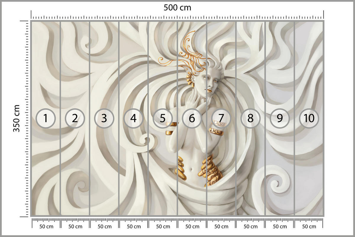 FOTOTAPETE Medusa Abstraktion 3D Effekt 500x350 - Beige, Papier (500/350cm) - Muralo