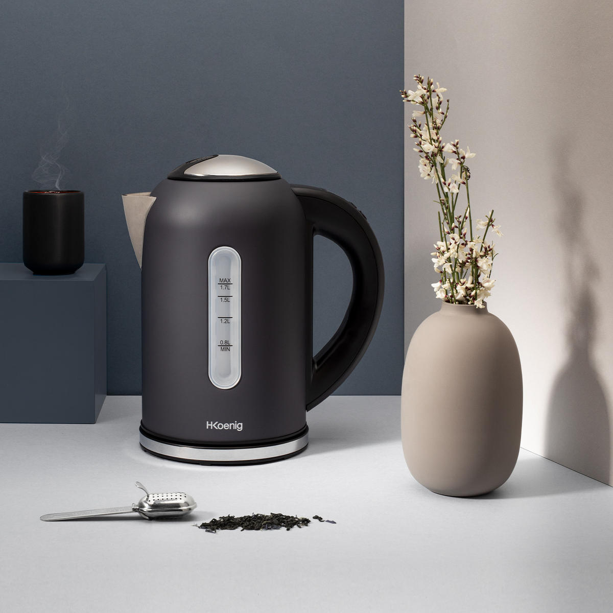 WASSERKOCHER BOE52 Schwarz, Programmierbar - Grau, Metall (15/27/23.7cm) - HKoenig