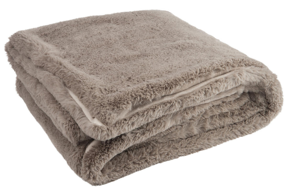 PLAID CUTIE - Plüsch - Mausgrau - 180/130/4 cm - Grau, Textil (130/180cm) - J-Line