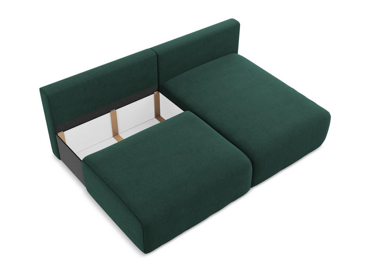 ECKSOFA mit Schlaffunktion rechts Strukturstoff Stoff Grün - Dunkelgrün/Schwarz, Kunststoff/Textil (210/149cm) - Makamii
