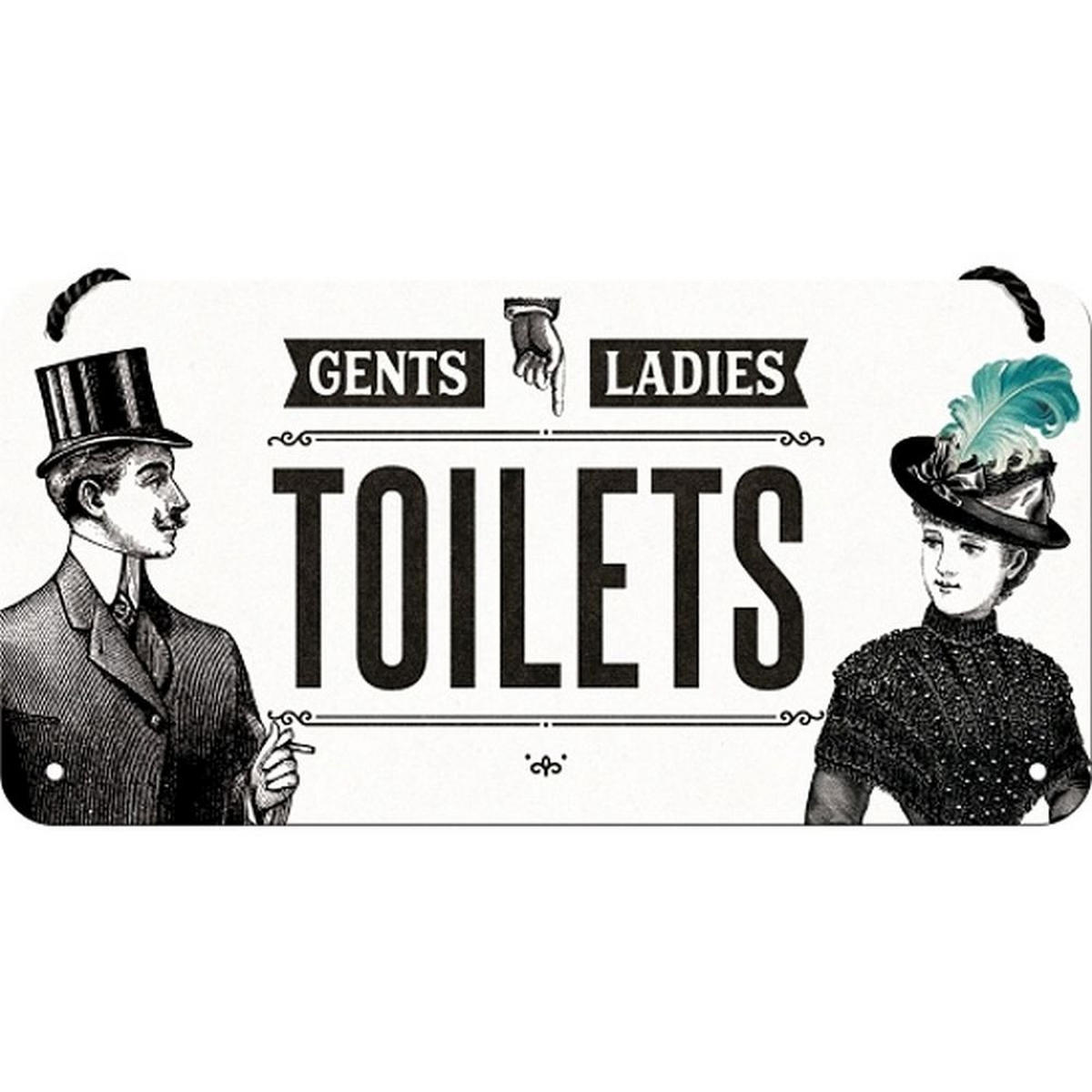 HÄNGESCHILD 10/20 cm Achtung Toilets - Multicolor, Metall (20/10/0.2cm) - Nostalgic-Art