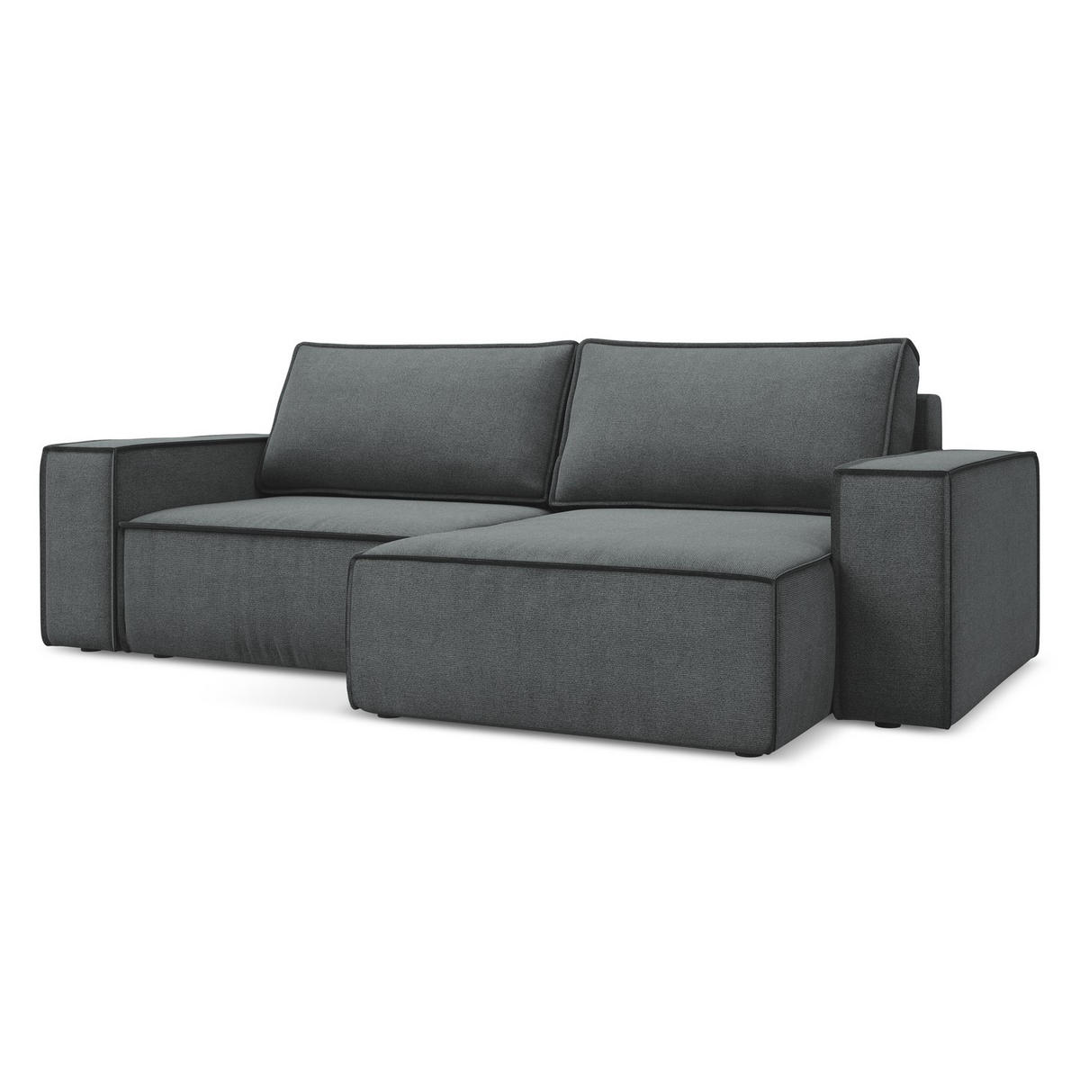 ECKSOFA mit Schlaffunktion Strukturstoff Stoff Grau - Schwarz/Grau, Kunststoff/Textil (257/148cm) - LaMiaSofa