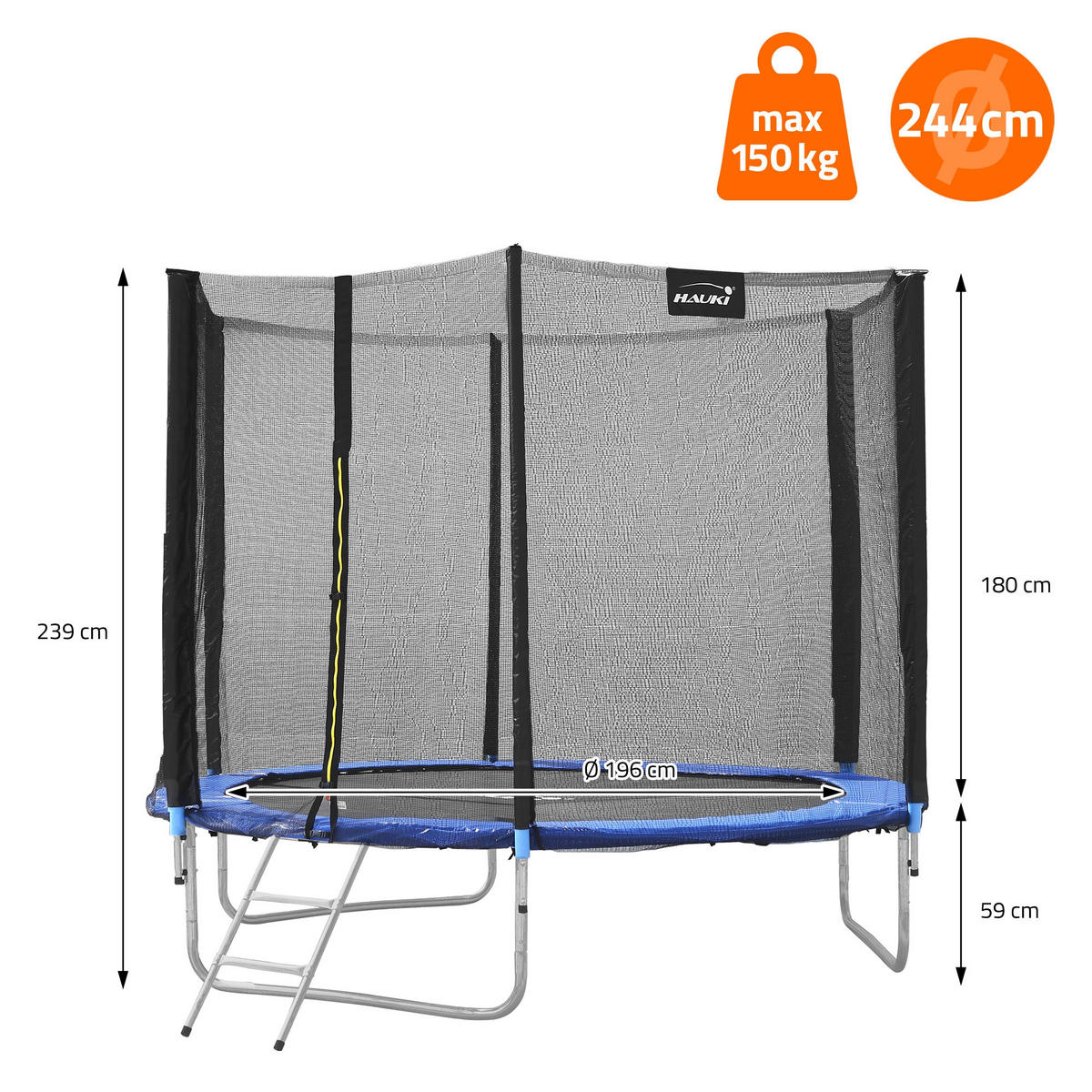 TRAMPOLIN 244 cm blau - Blau, Metall (244/239/244cm) - Hauki