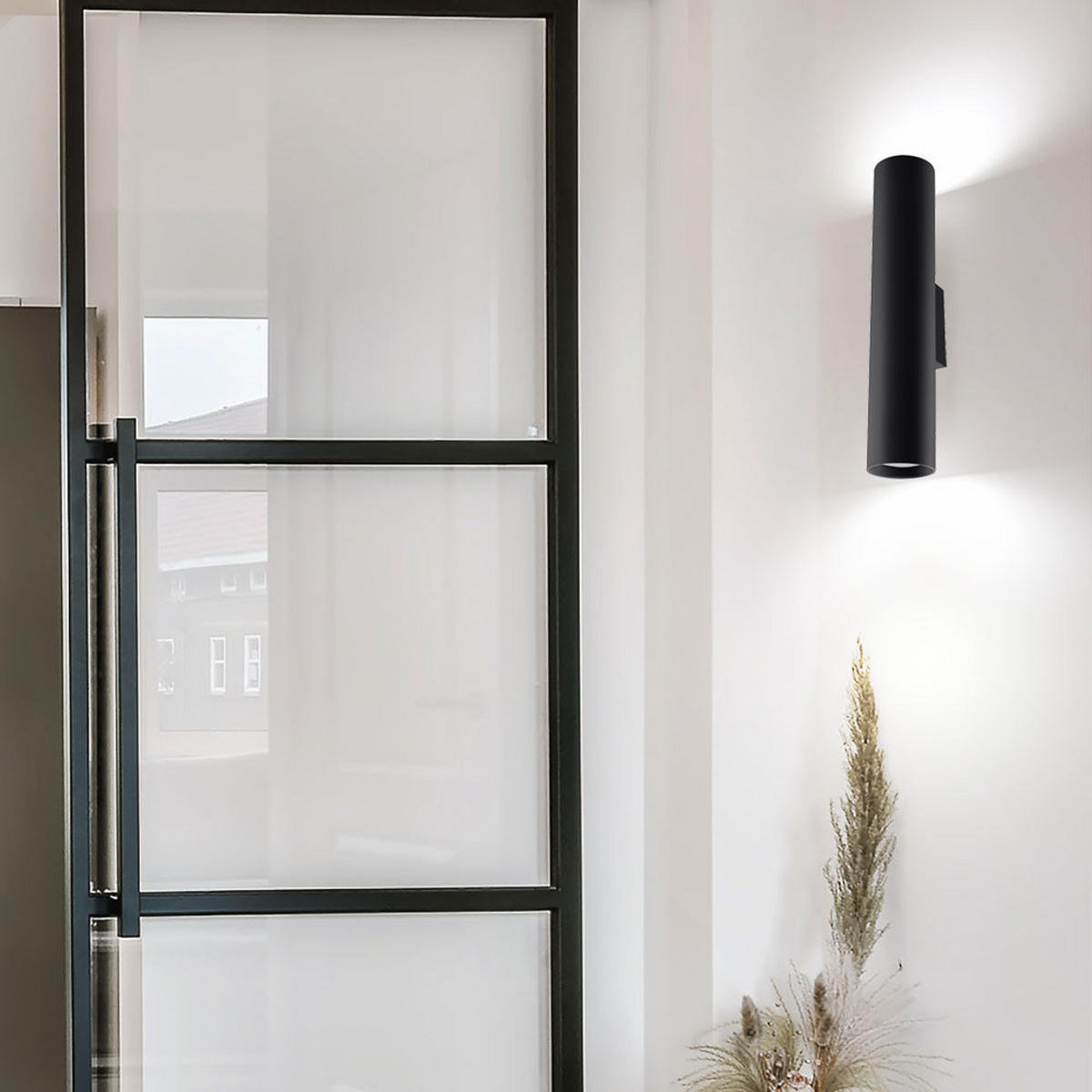 WANDELLEUCHTE Stahl Schwarz UP DOWN - Schwarz, Metall (8/30/8cm)