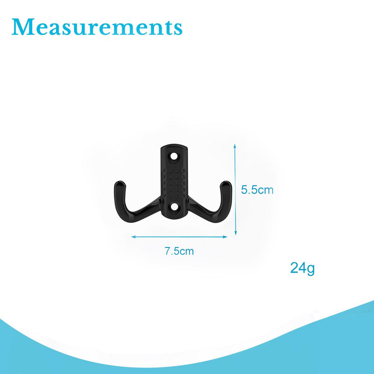 KLEIDERHAKEN 7 / 4.7 cm - Schwarz, Metall (1.69/4.7/7cm) - Intirilife
