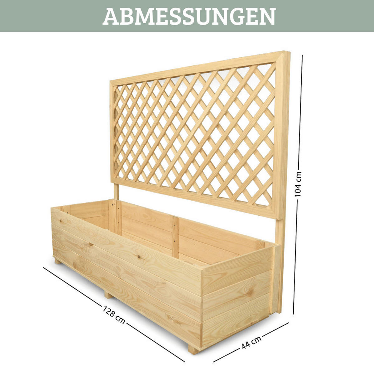 PFLANZKASTEN mit Rankgitter THIO Inkl. Vlies 128cm Breit - Braun, Holz (128/104/44cm) - DELUKE