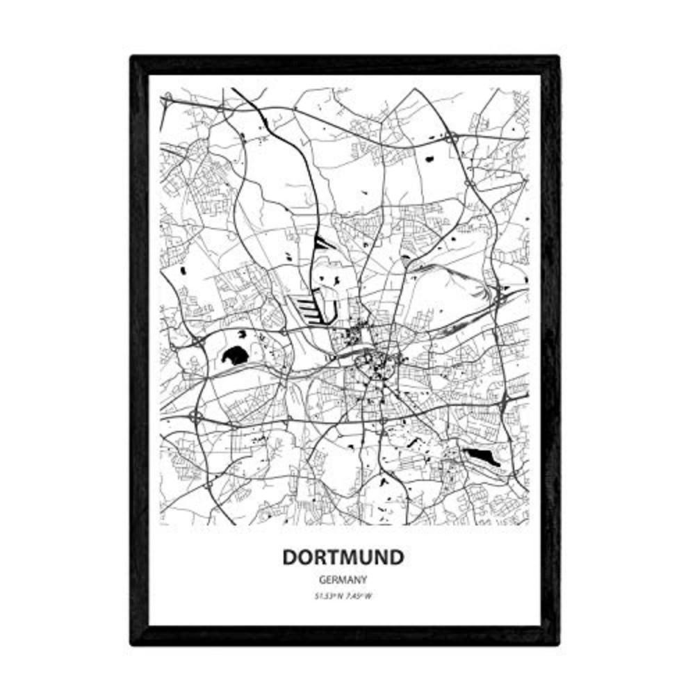 POSTER Karte Von Dortmund - Deutschland A3 Rahmenlos - Klar, Papier (29.7/5/42cm) - Nacnic