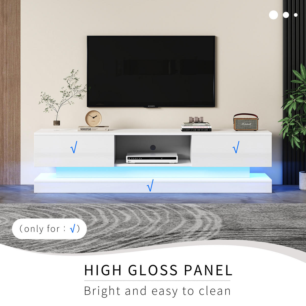 TV-LOWBOARD Led Weiß 160/35/40.5 cm - Weiß, Holz (160/40.5/35cm) - PANGIVO