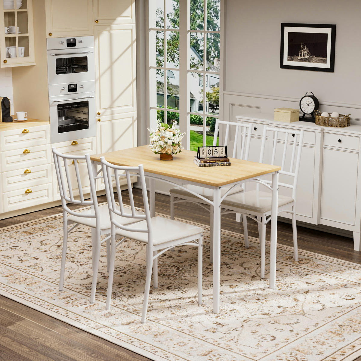 ESSGRUPPE DE-39329 5-teilig, mit 4 Stühlen Natur - Naturfarben, Holzwerkstoff (110/76.5/60cm) - ComfortXL