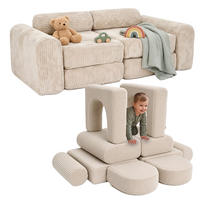 KINDERSOFA Beige modular 10-tlg. - Beige, Kunststoff/Textil (108/32/50cm) - Relaxdays