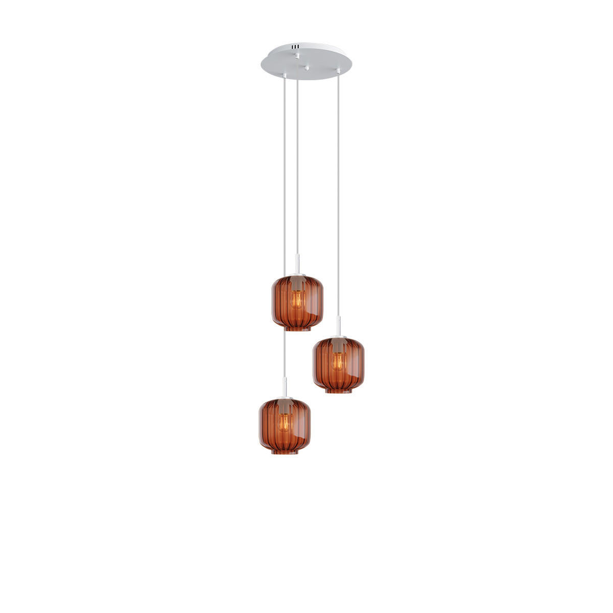 GALERIELEUCHTE Velo 3-flammig Braun Ø 20cm - Braun/Weiß, Glas (20/20/20cm) - s.luce