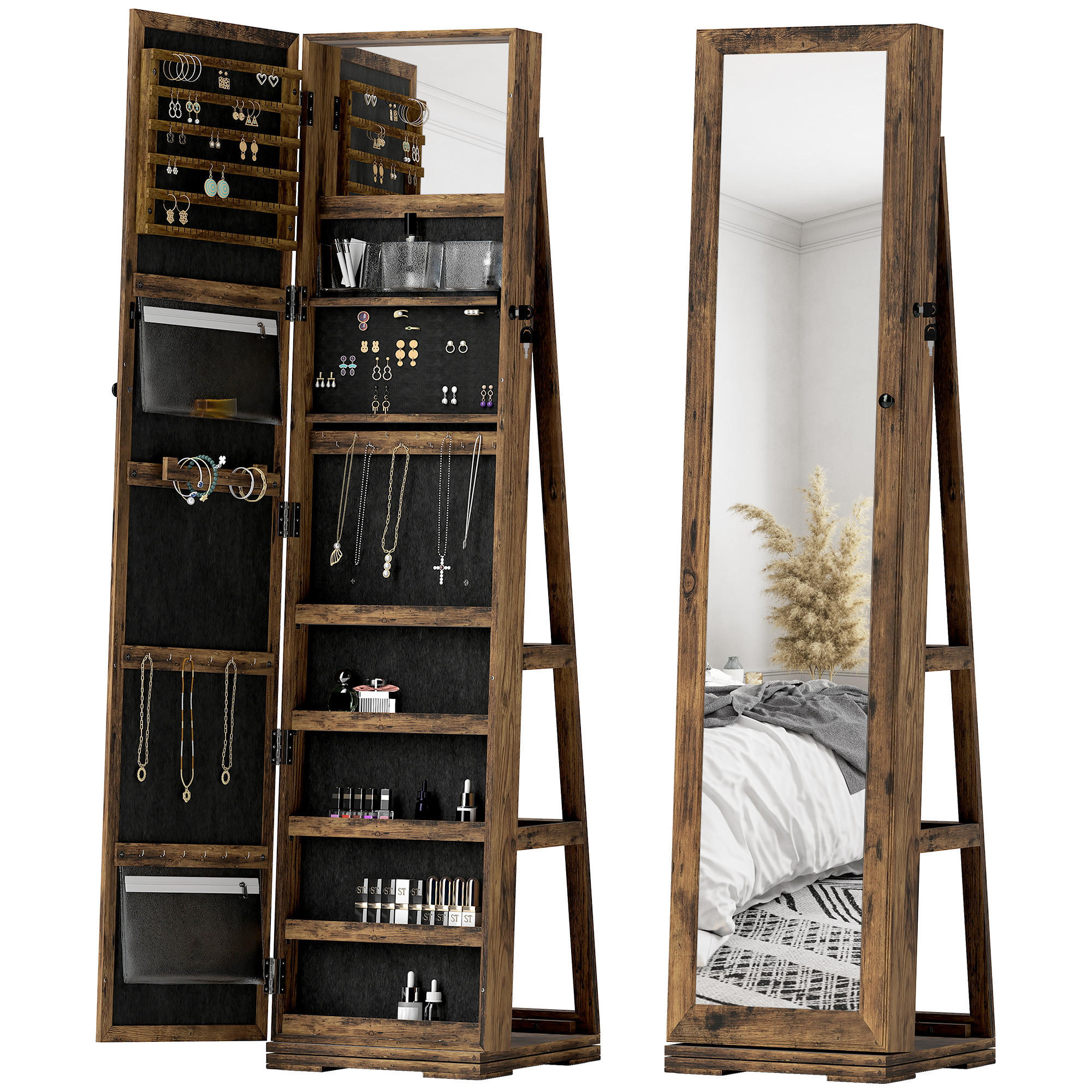 STANDSPIEGEL DE-18887 Braun Rustikal - Braun, Holzwerkstoff (38/160/38cm) - ComfortXL