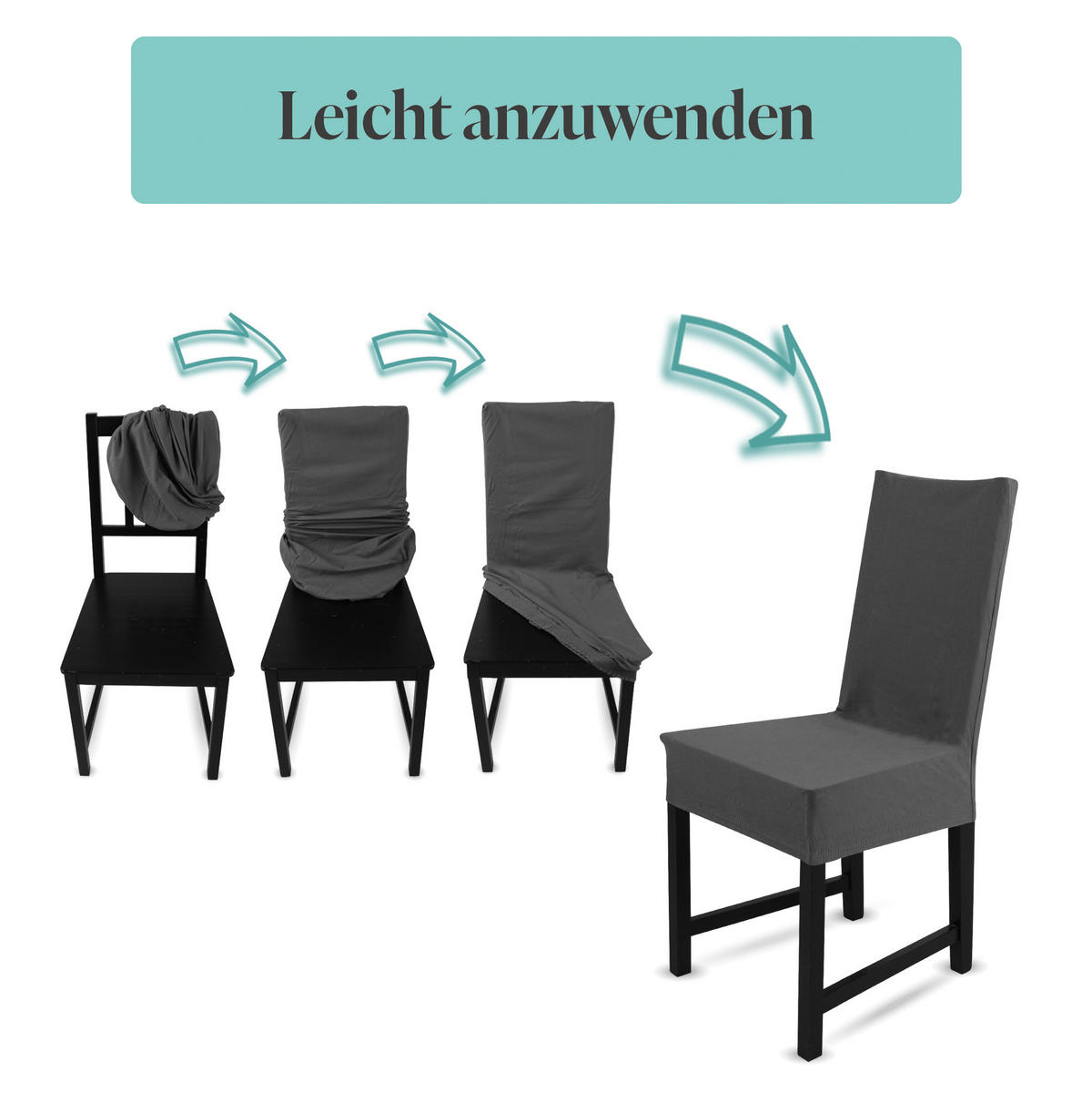 STUHLHUSSE elastisch ( Silber ) - Stretchhusse aus Baumwolle für Esszimmer, Küche ( 42 cm x 65 cm ) - Silberfarben, Textil (42/65cm) - Bestlivings