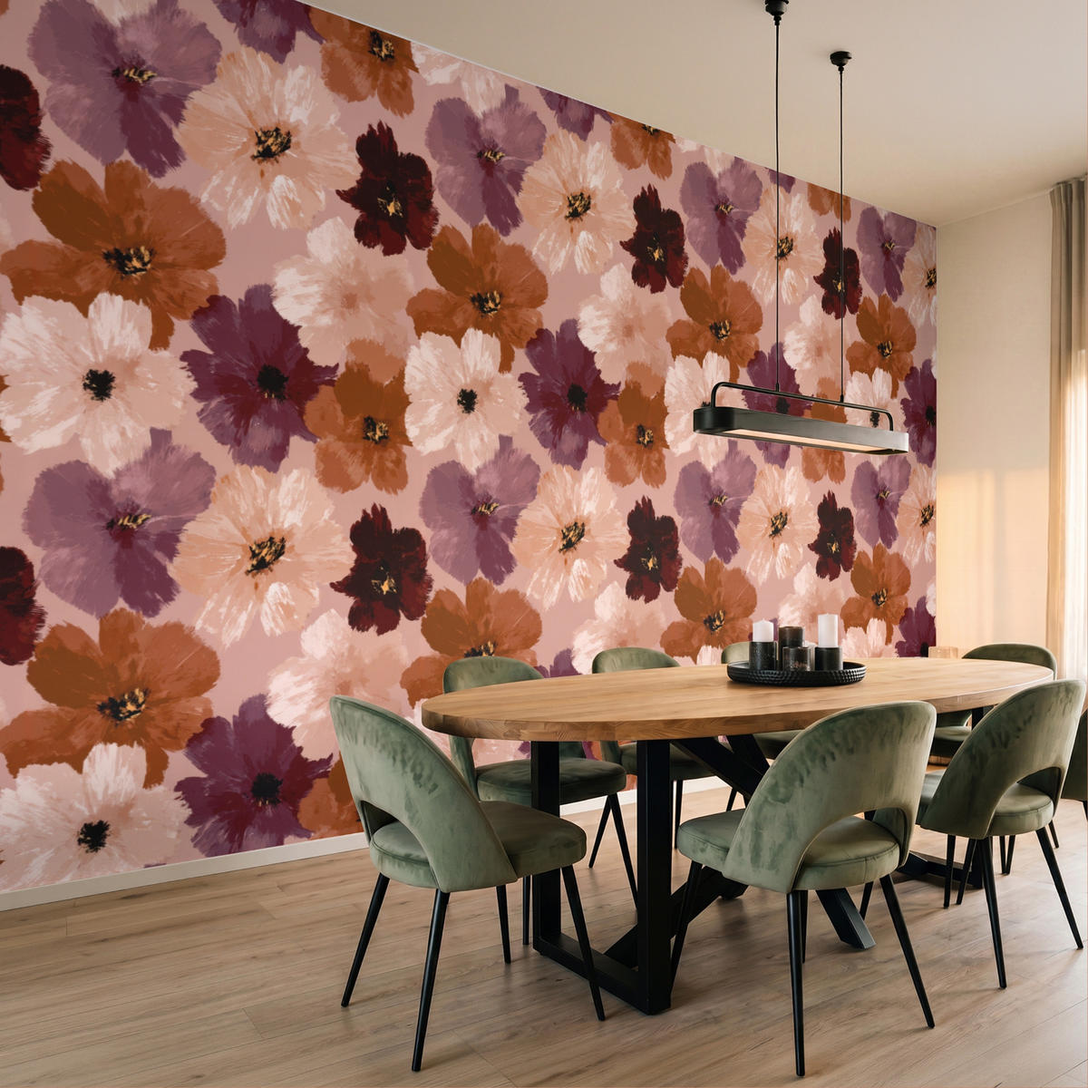 TAPETE - Blumen - Abstrakt - Erdtöne - 450x260 cm - Multicolor, Papier (450/260cm) - OnlyWow