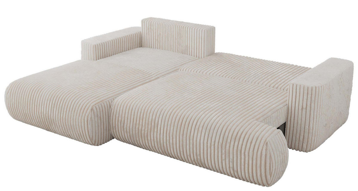ECKSOFA OVO L Beige Cord - Links Seite - Beige/Schwarz, Kunststoff/Textil (271/195cm) - MKS