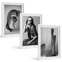 BILDER SET 3er Set - 40x60 cm Weißer Rahmen - Schwarz-Weiß-Porträts von Frauen - Weiß, Kunststoff (40/60cm) - TULUP