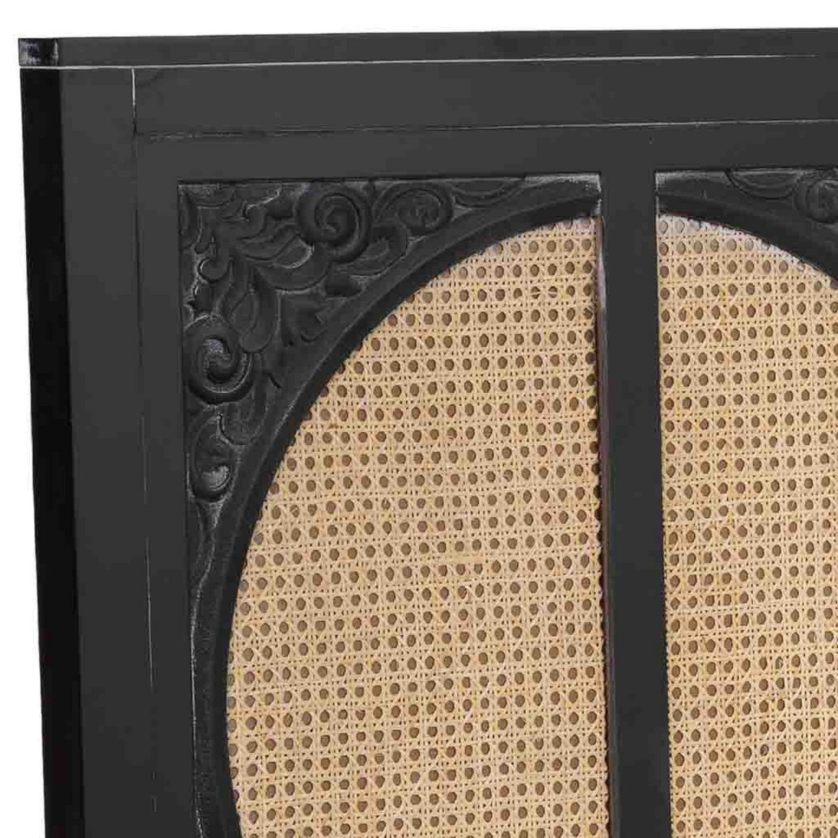 KOPFTEIL aus Holz und Gitter, schwarz, 150x5x130cm - Schwarz, Holz (150/130/5cm) - Wanderlust