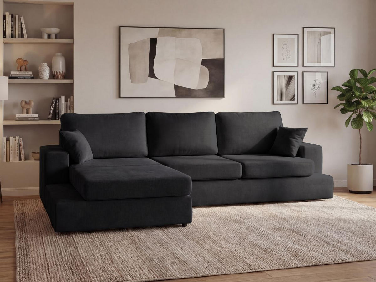 ECKSOFA Nesto Schwarz Links - Schwarz, Holz/Textil (260/165cm) - Graingold