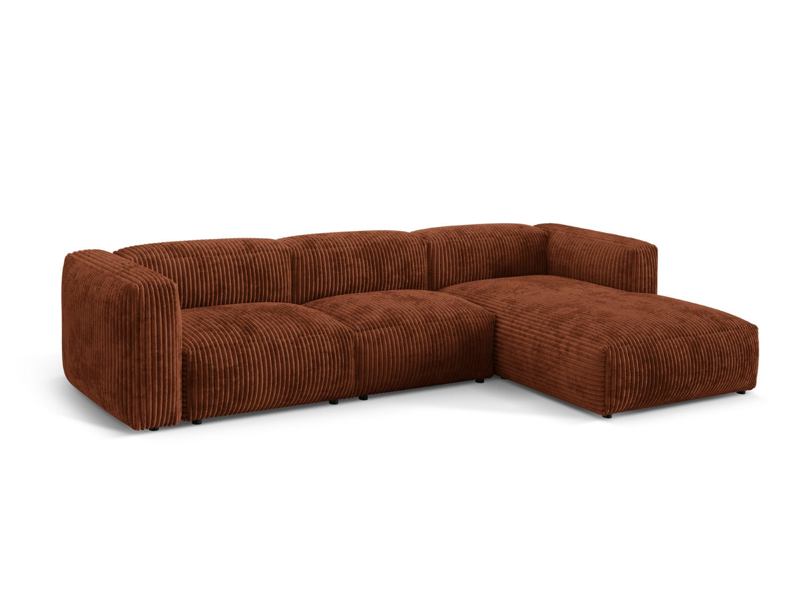 ECKSOFA modular rechts Martina aus Cord ziegelrot 3 Sitzplätze - Orange, Textil (176/332cm) - Micadoni
