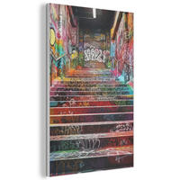 AKUSTIKBILD Treppe - Graffiti - Farben - Kunst Wanddeko 60x90 cm - Multicolor, Kunststoff (60/90/0.9cm) - MuchoWow