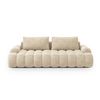 AUSKLAPPBARES-SOFA mit Bettkasten Linz aus Samt leichtes beige 4 Sitzplätze - Creme, Textil (100/84/250cm) - Cosmopolitan Design