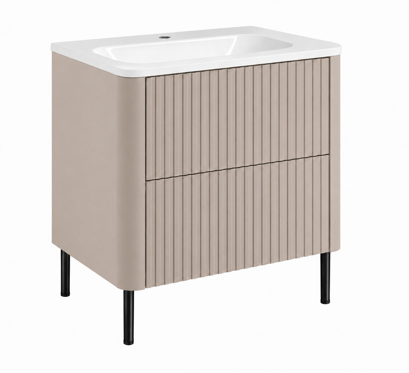 BADEZIMMERSCHRANK: Kaschmir, mit Waschbecken, Beine Schwarz, 60,7 x 44,4 x 64,9 cm - Kaschmir/Schwarz, Holzwerkstoff (60.3/63.4/43.7cm) - 3XE LIVING