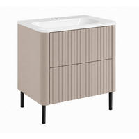 BADEZIMMERSCHRANK: Kaschmir, mit Waschbecken, Beine Schwarz, 60,7 x 44,4 x 64,9 cm - Kaschmir/Schwarz, Holzwerkstoff (60.3/63.4/43.7cm) - 3XE LIVING