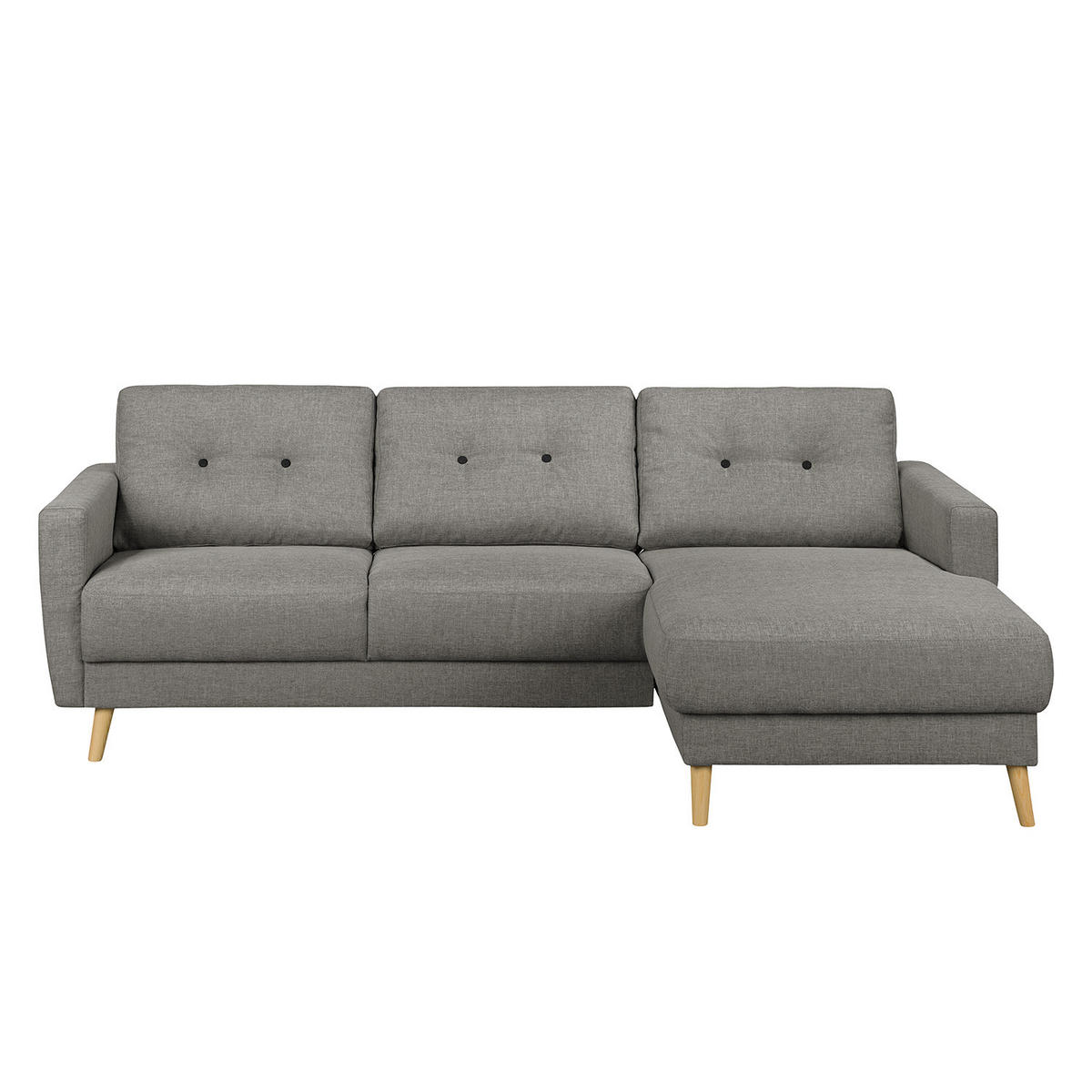 ECKSOFA mit Longchair - Hellbraun/Grau, Holz/Textil (233/148cm) - home24