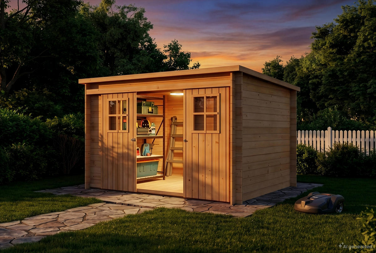 GERÄTEHAUS Holz Vera - Naturfarben, Holz (325/187/235cm) - Alpholz