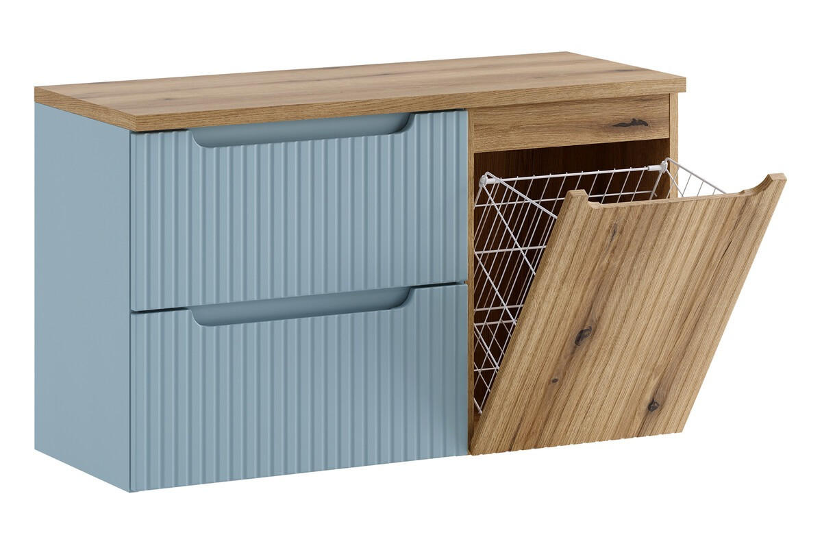 WASCHBECKENUNTERSCHRANK 100 cm 3 Teile - Nova Denim N BM382 in Denim / Coast Evoke Oak - Dunkelblau/Eiche Artisan, Holz (100/59.5/40cm)