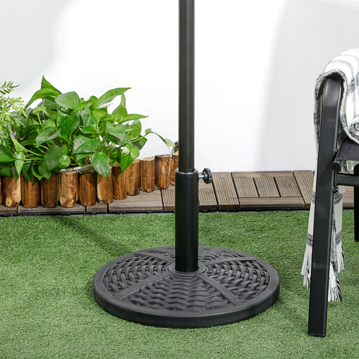 STOJAN NA SLUNEČNÍK z betonu - černá, plast (45/45cm) - Outsunny