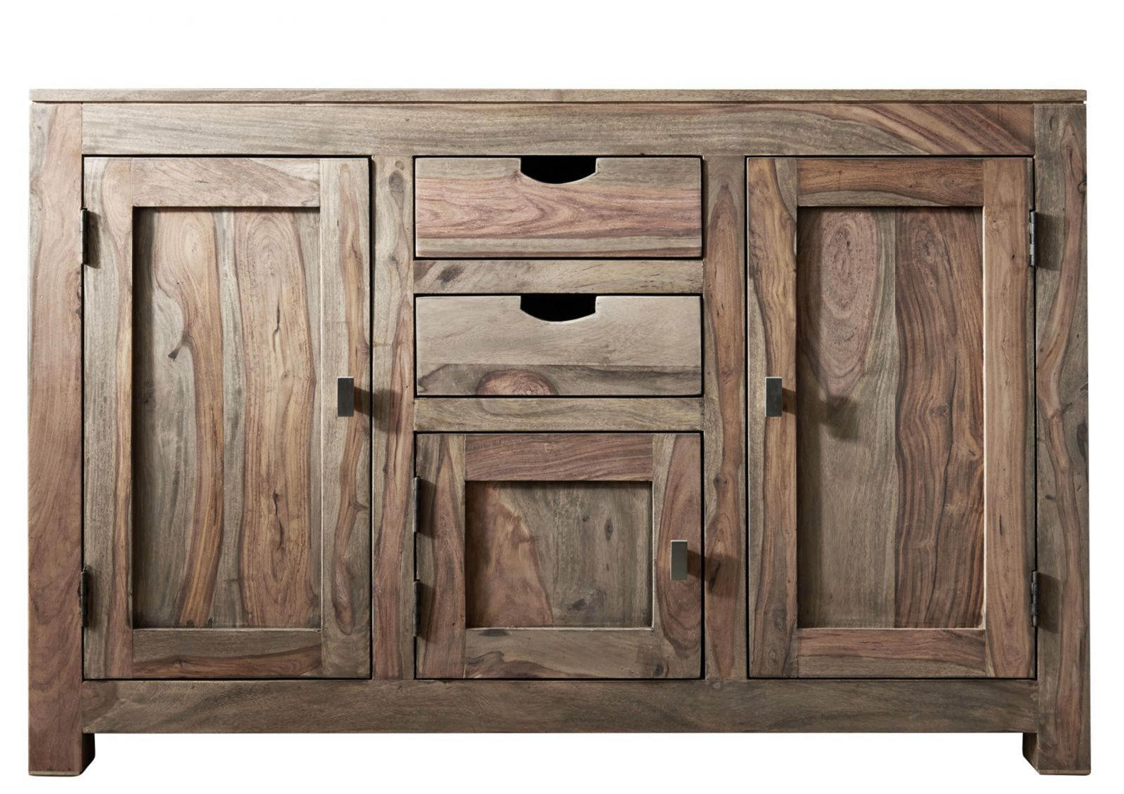 SIDEBOARD Sheesham 130x45x85 grau geölt NATURE GREY #86 - Grau, Holz (130/85/45cm) - Massivmoebel24