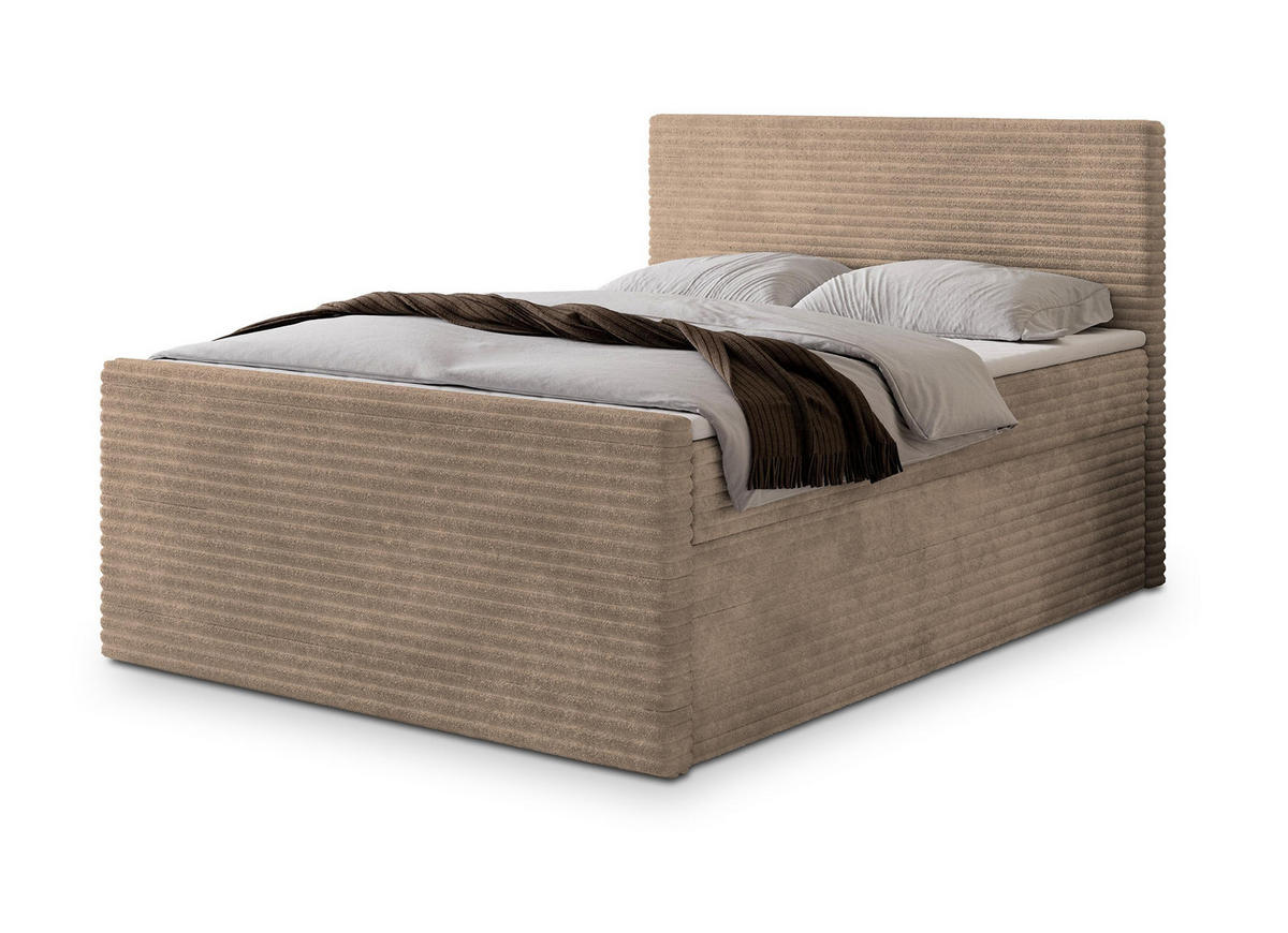 POSTEL BOXSPRING NOLEN 160x200 cm, s matrací a úložným prostorem, béžová - béžová, kompozitní dřevo/textil (160/200cm) - MASSENO