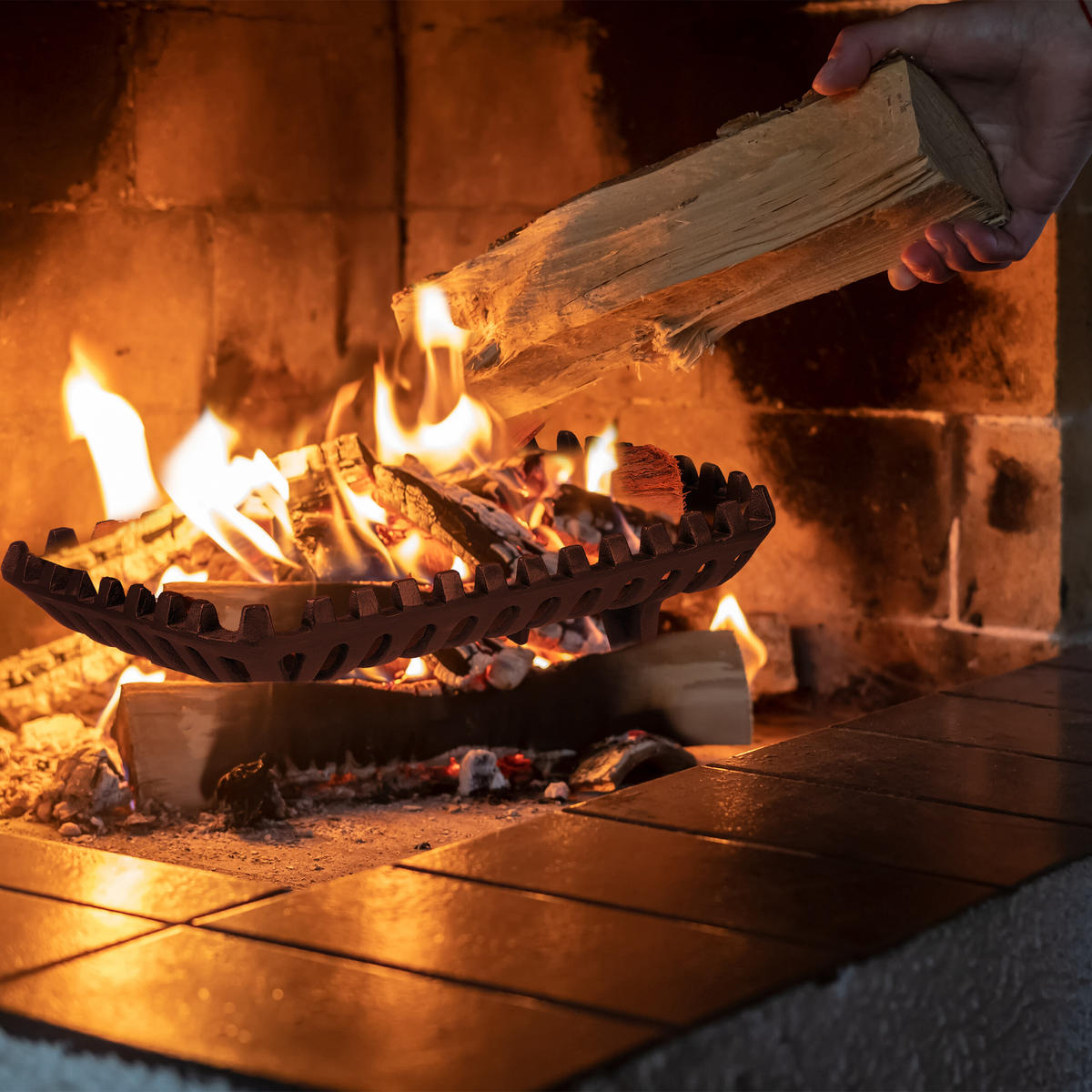 KAMINROST - Schwarz, Metall (42/16/28cm) - Relaxdays