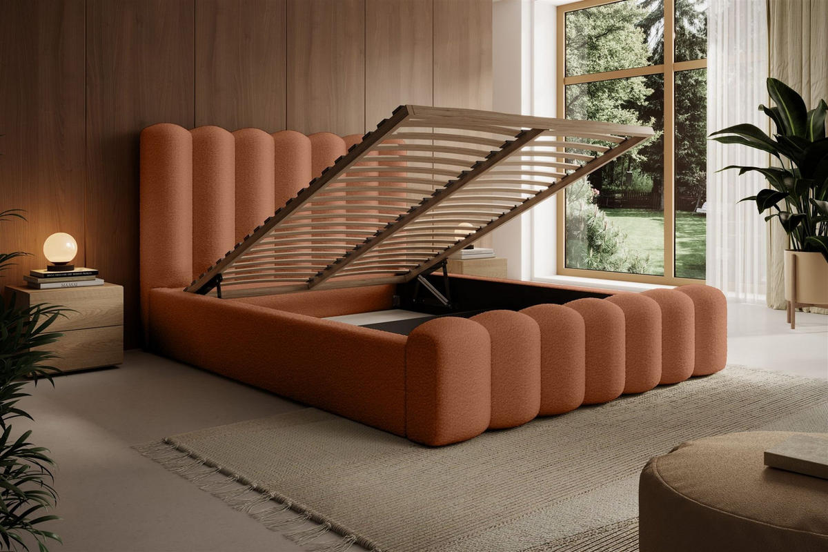 POLSTERBETT Macon In Euphoria - Rotbraun, Holzwerkstoff/Textil (180/200cm) - Fun Möbel