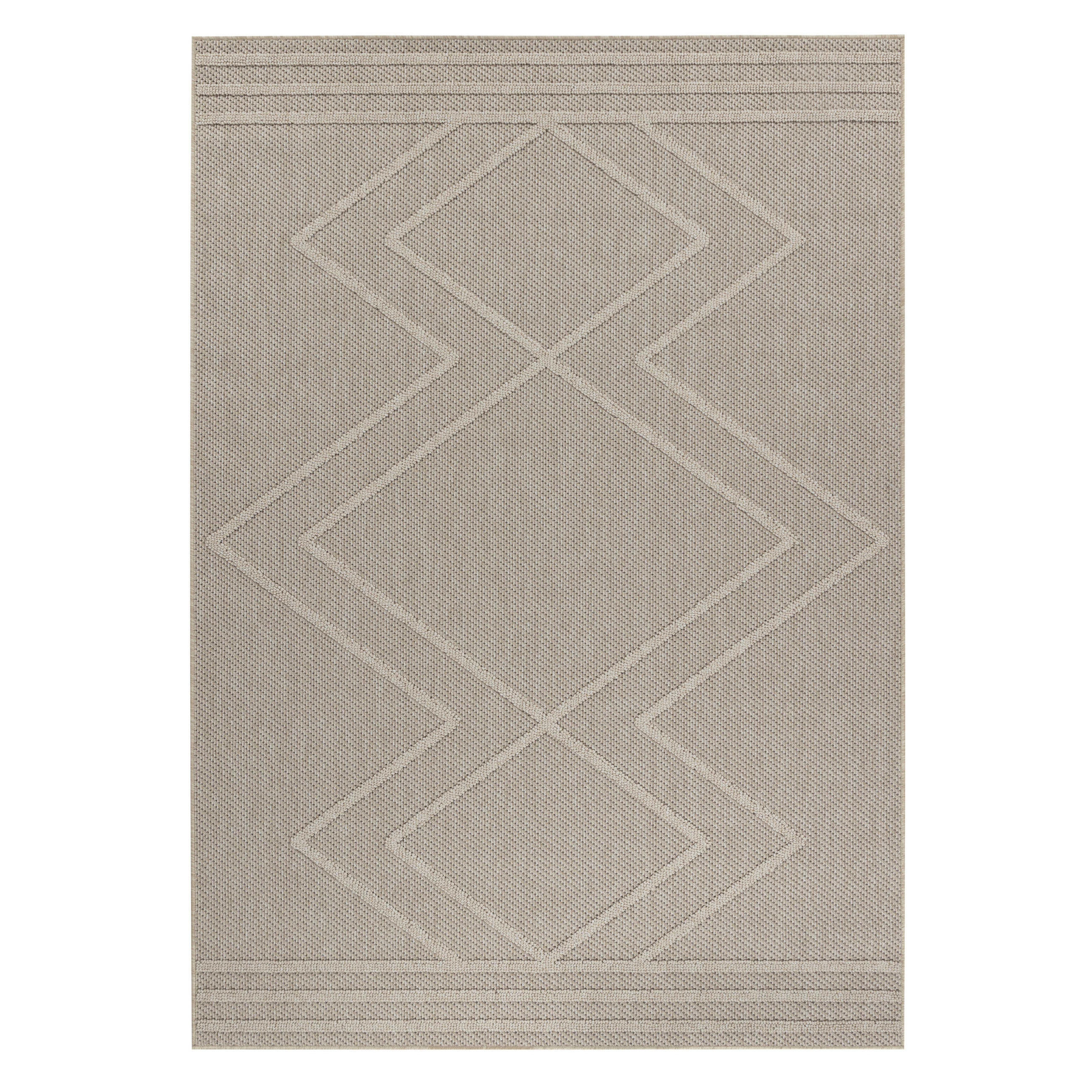 TEPPICH Outdoor Flachgewebe Boho-Muster Polypropylen Küche Beige Rechteckig 200x290 - Beige, Textil (200/290cm) - KADIMA DESIGN