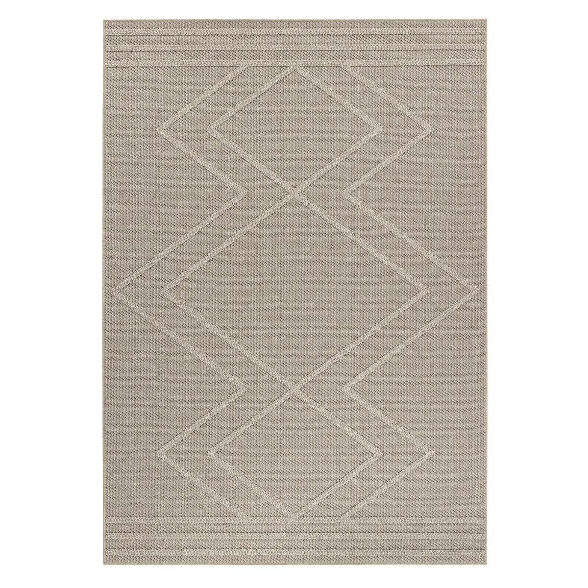 TEPPICH Outdoor Flachgewebe Boho-Muster Polypropylen Küche Beige Läufer 80x150 - Beige, Textil (80/150cm) - KADIMA DESIGN