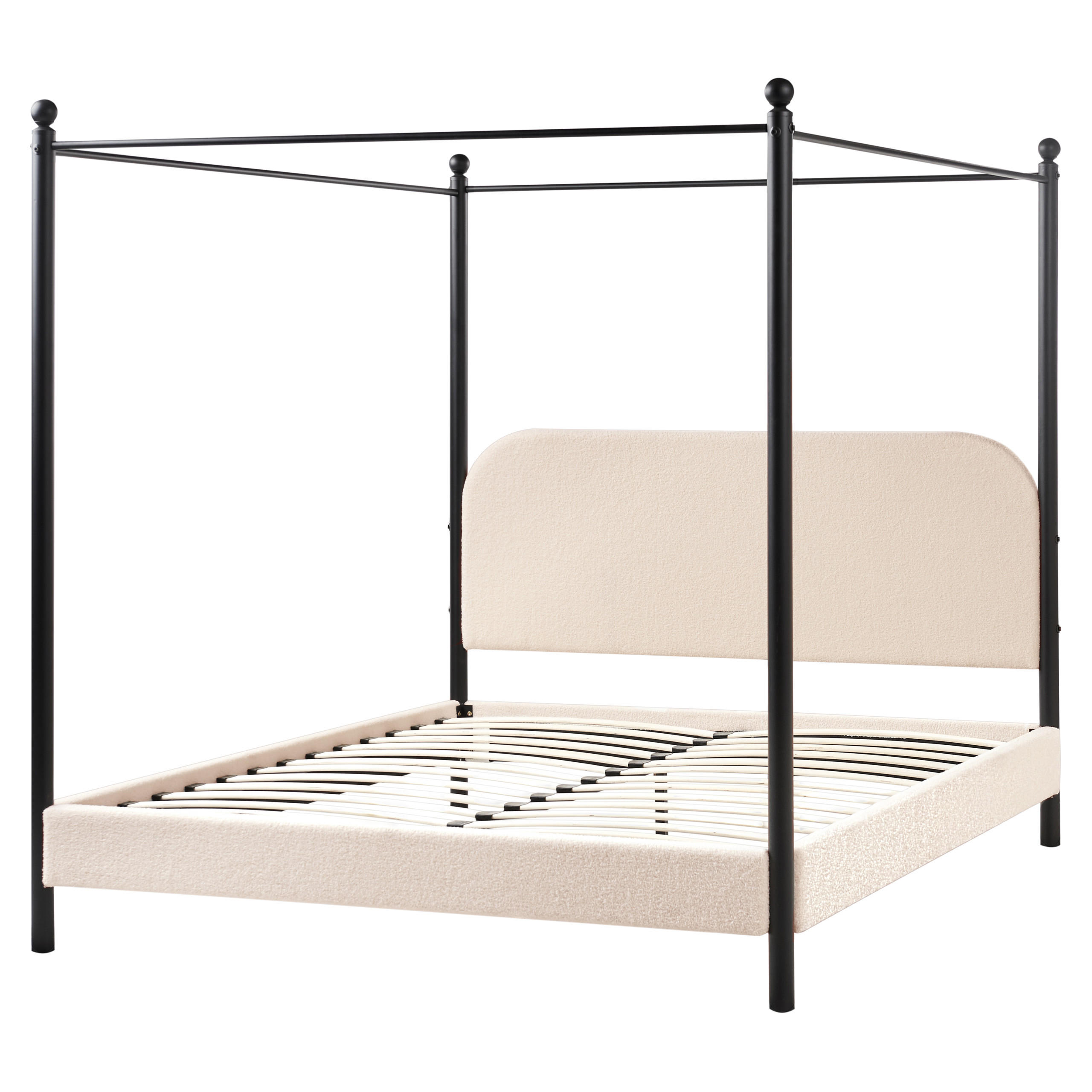 HIMMELBETT 160x200 cm Beige Dannemois - Beige, Textil (160/200cm) - Beliani