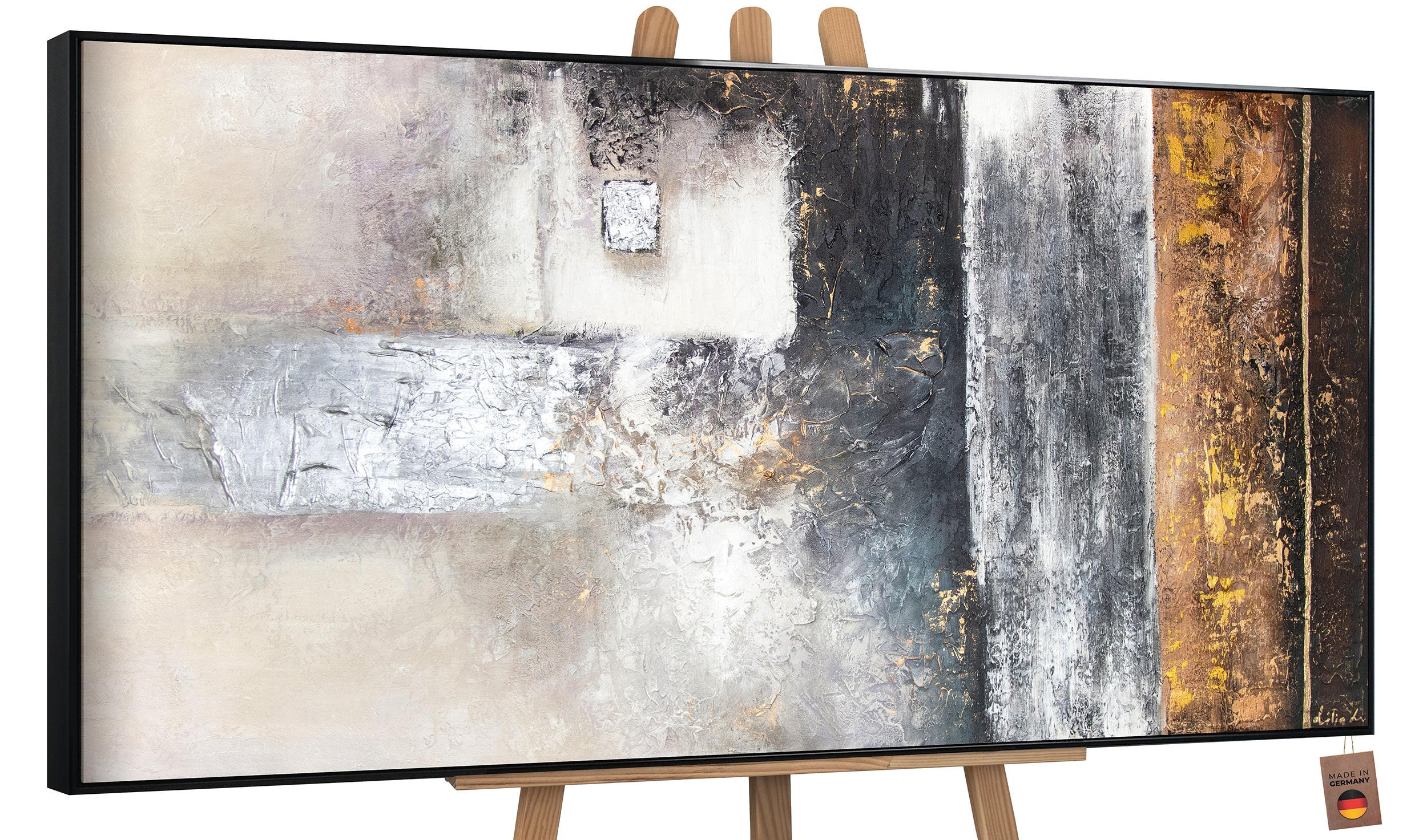 GEMÄLDE Erfolg Schattenfugenrahmen Schwarz 200x100 cm - Schwarz, Holz (200/100cm) - YS-art gallery
