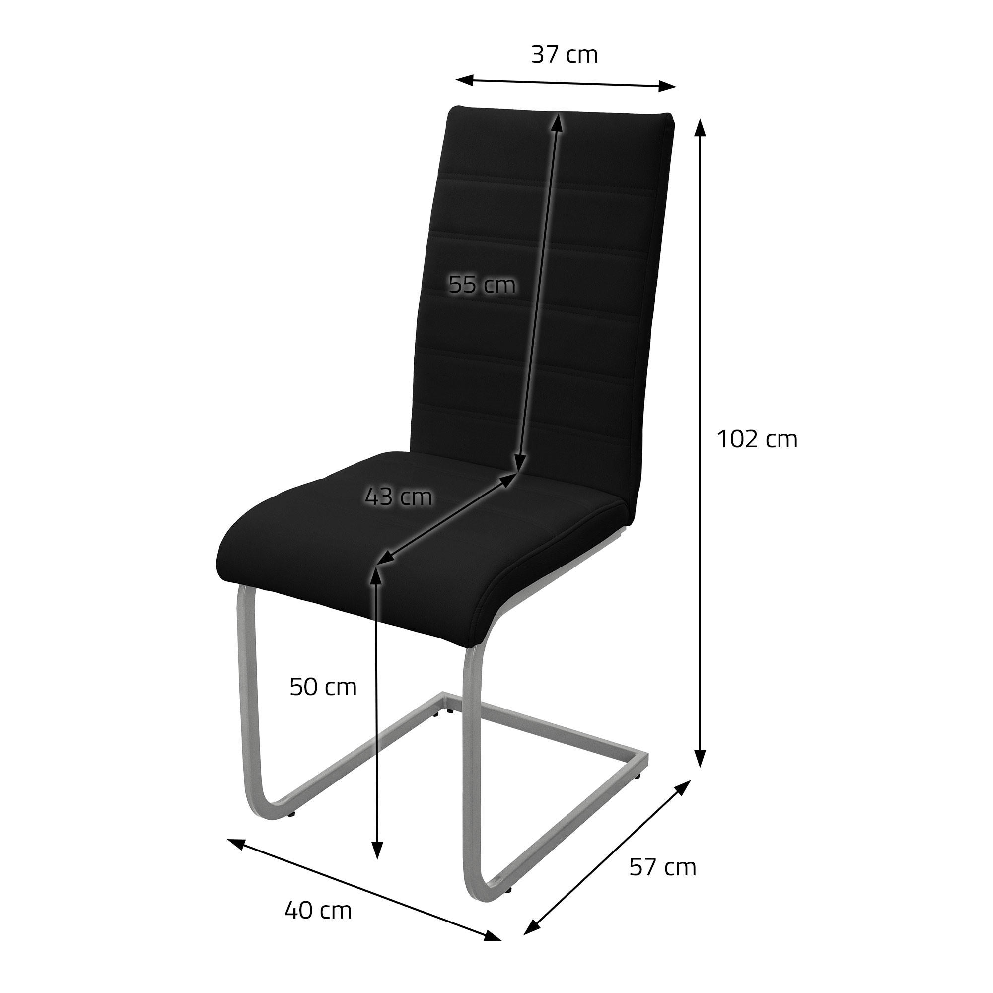 Thumbnail - Ml-Design Esszimmerstuhl, Schwarz, Metall, 4-Sitzer, 40x102x57 cm, Esszimmer, Stühle, Esszimmerstühle, Schwingstühle