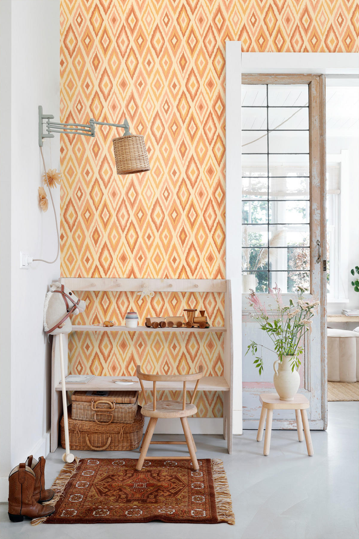TAPETE Karomuster 50 x 900 cm - Orange, Papier (50/900cm) - ESTAhome