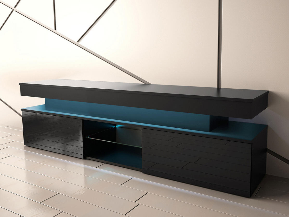 TV-LOWBOARD Glossa 2D 190 - Schwarz, Holzwerkstoff/Kunststoff (190/54/39cm) - MIRJAN24